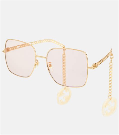 gucci women's sunglasses with chain|Gucci 60mm square sunglasses.